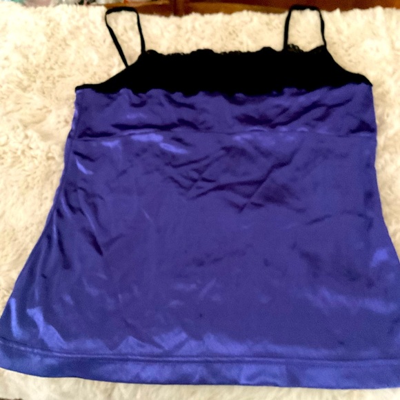 Plus Size Black Lace Shirt with Purple Camisole